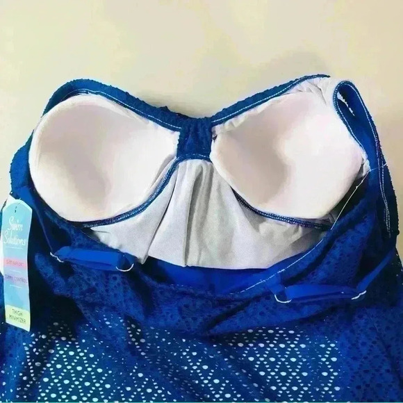 Swim Solutions Women Support One Piece Cobalt Blue Crochet Tummy Control size 18 - Picture 6 of 13